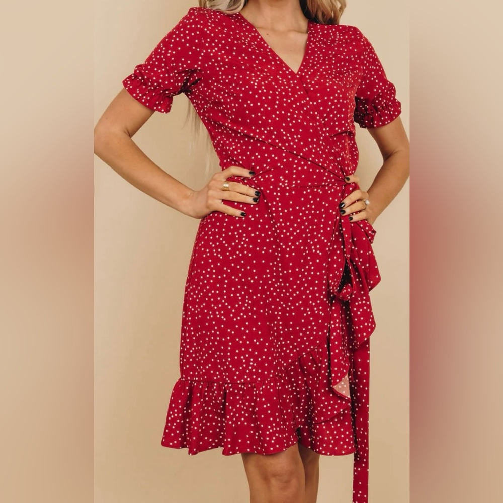 Red Polka Dot Wrap Dress